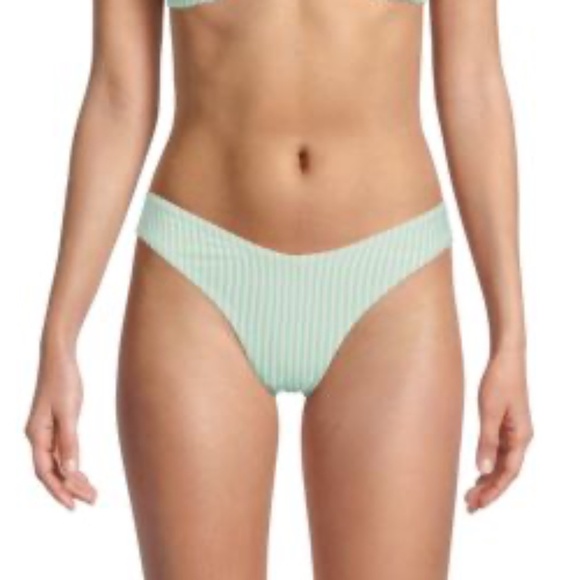 WEWOREWHAT Women's Delilah Vintage Striped Bikini Bottom Mint White XL NWT - Picture 2 of 7